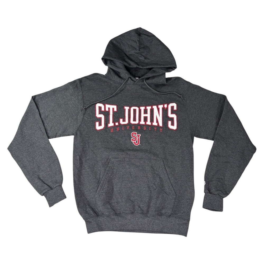 Vintage Champion St Johns University Hoodie Charcoal Gray Mens Small Sweatshirt